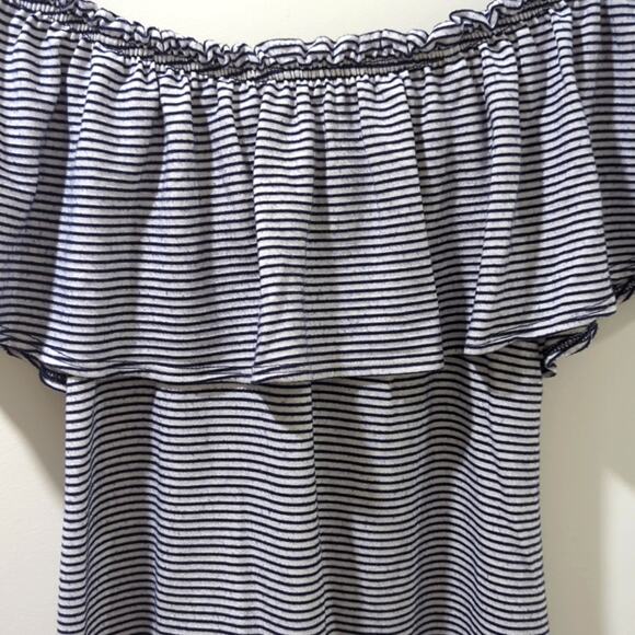 Abercrombie & Fitch Off the Shoulder Top Navy White Stripes Women's Size XS - Picture 5 of 7